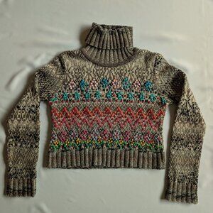 Anthropologie Cecilia Prado Multicolor Textured Turtleneck Sweater
